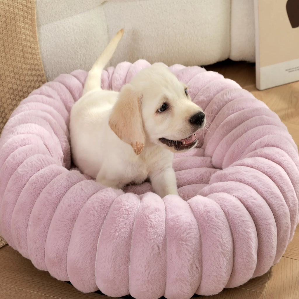 Round Plush Pet Bed — Perfect for Cats & Small Dogs