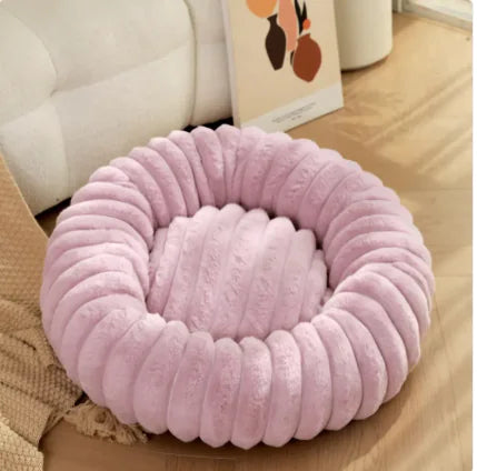 Round Plush Pet Bed — Perfect for Cats & Small Dogs